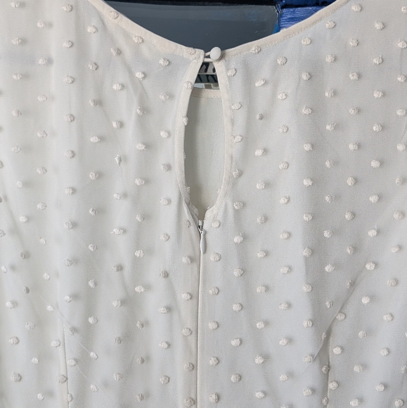 Geode x Anthropologie Floral Lace Swiss Dot Short Sleeve Midi Wedding Dress - Picture 7 of 11